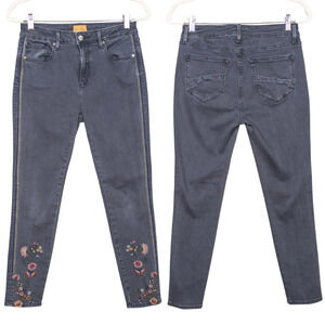 DRIFTWOOD Jackie Embroidered High Rise Skinny Jeans Dark Blue Stretch Women's 27